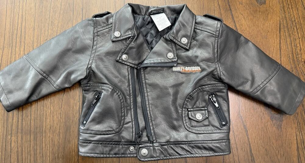 Harley Davidson Black Faux Leather Embroidered Upwing Motorcycle Jacket 18M